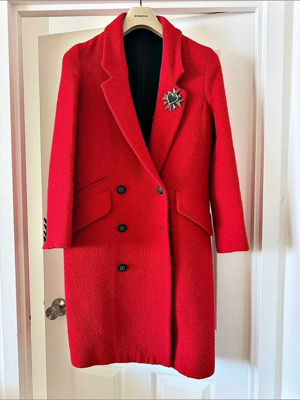 The Kooples Red Wool Pea Coat Size 36 Like New